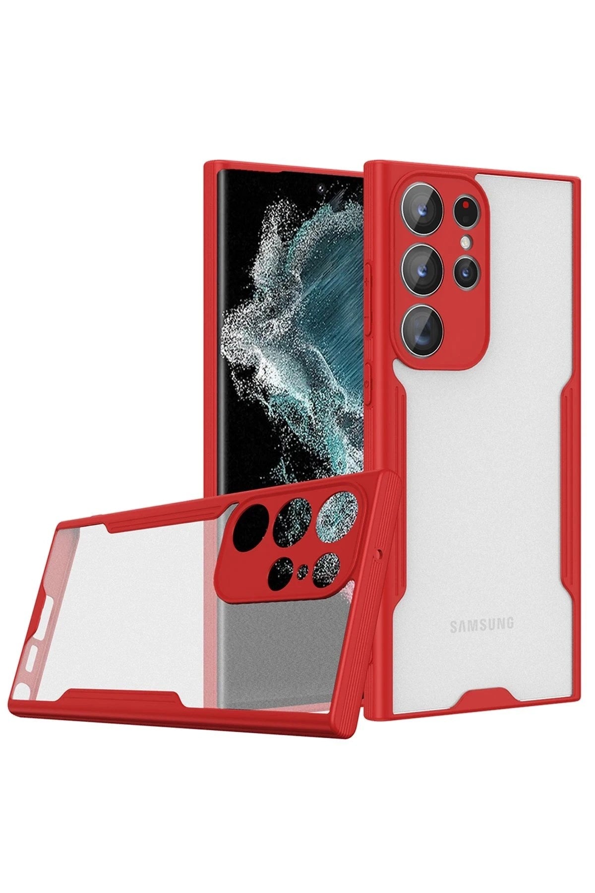 Mey İthalat® Samsung Galaxy S23 Ultra Kılıf Platin Silikon - Kırmızı