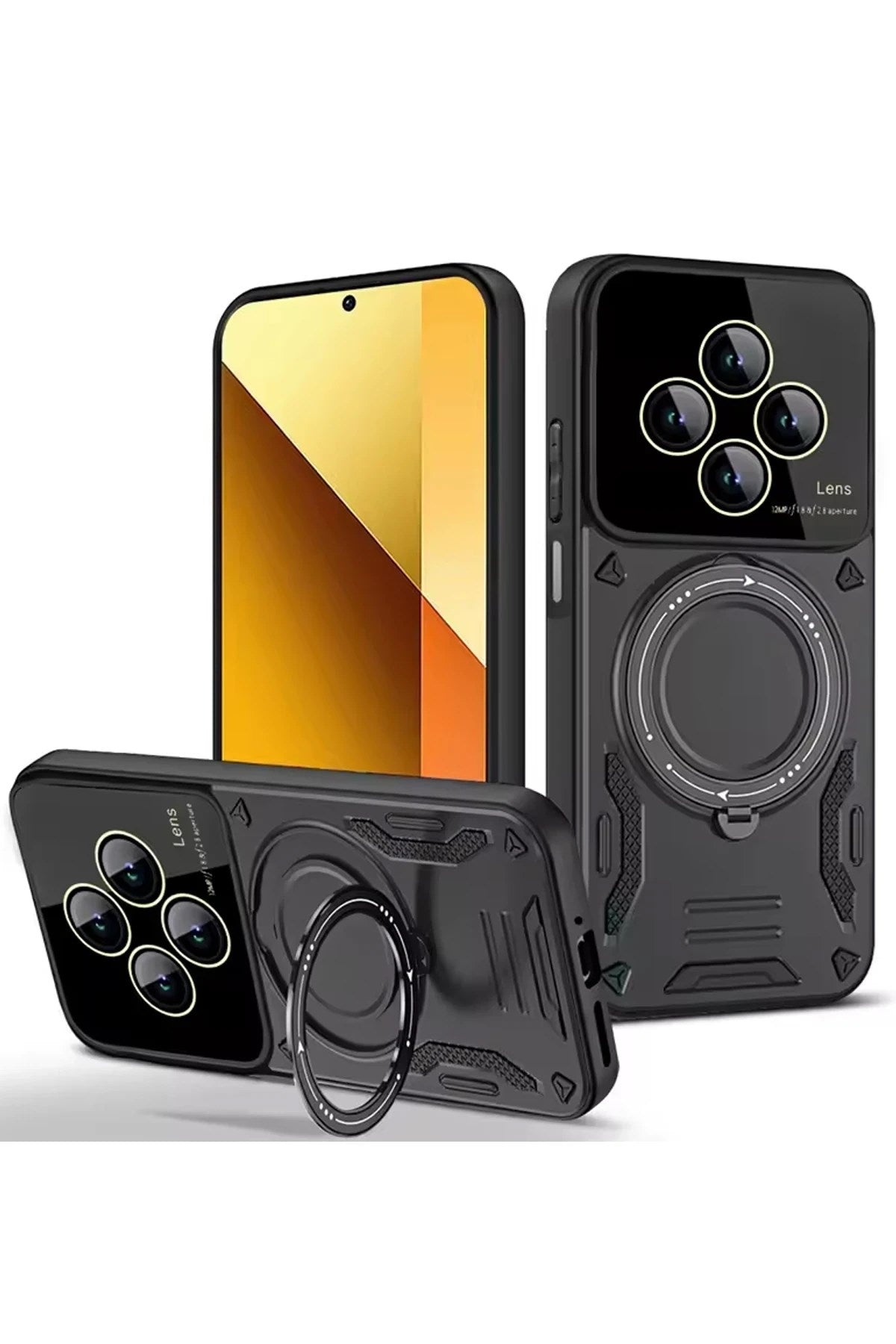 Mey İthalat® Redmi 14C Kılıf Joy Lens Standlı Kapak - Siyah