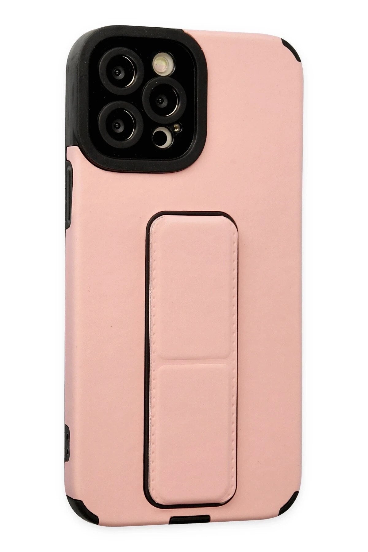 Mey İthalat® iPhone 12 Pro Max Kılıf Mega Standlı Silikon - Pudra