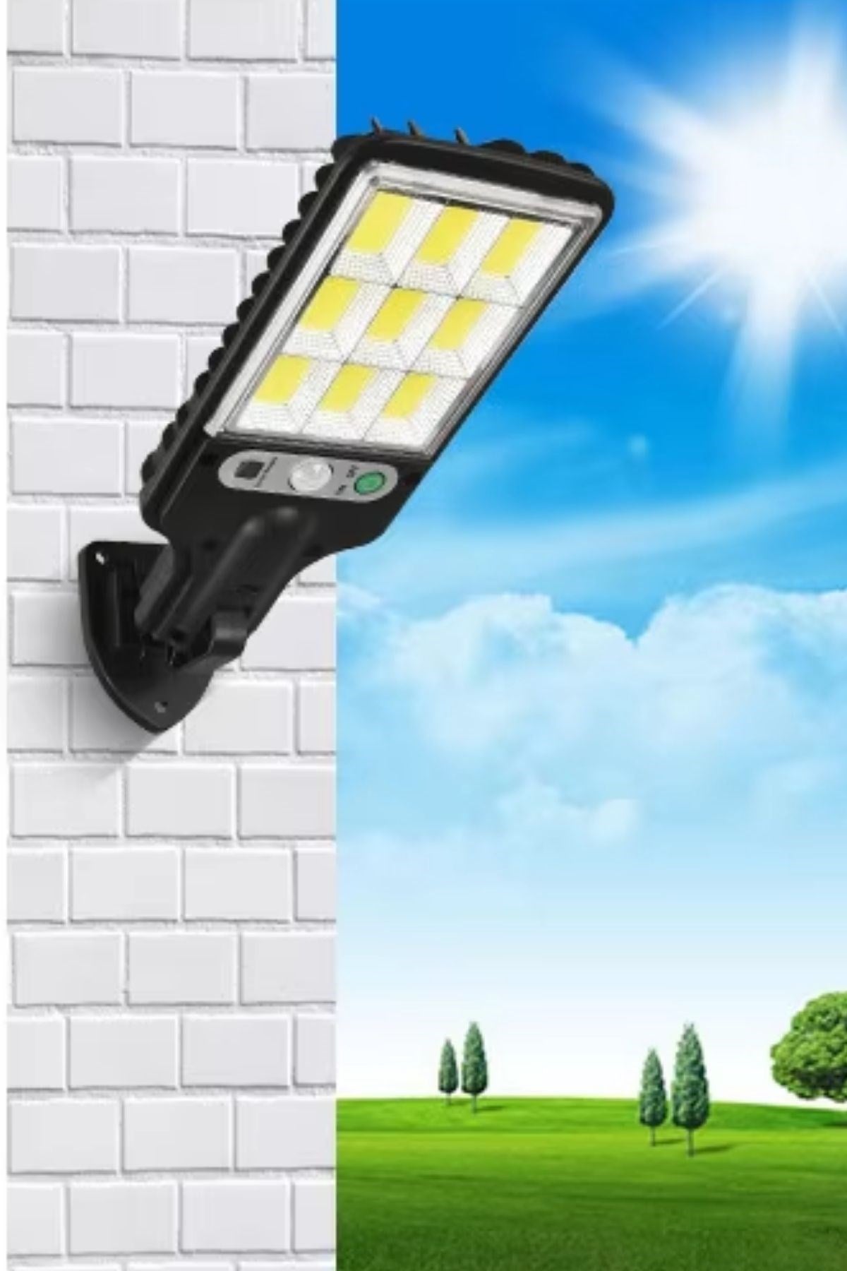 3 Farklı Işık Modlu Güneş Enerjisiyle Şarj Olan Dış Mekan Uyumlu Kumandalı Solar Duvar LEDİ