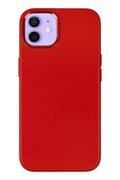 Mey İthalat® iPhone 12 Kılıf Asya Deri Silikon - Kırmızı