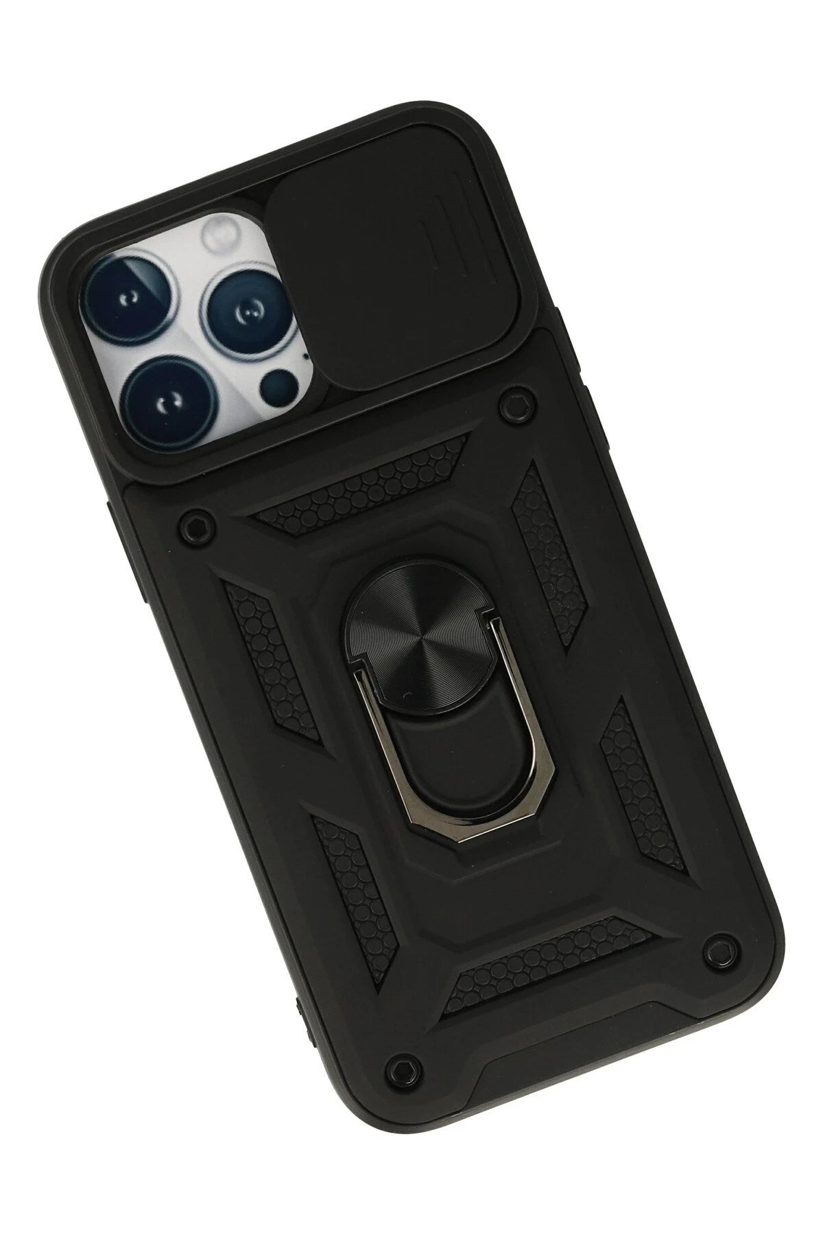 Mey İthalat® iPhone 13 Pro Kılıf Pars Lens Yüzüklü Silikon - Siyah