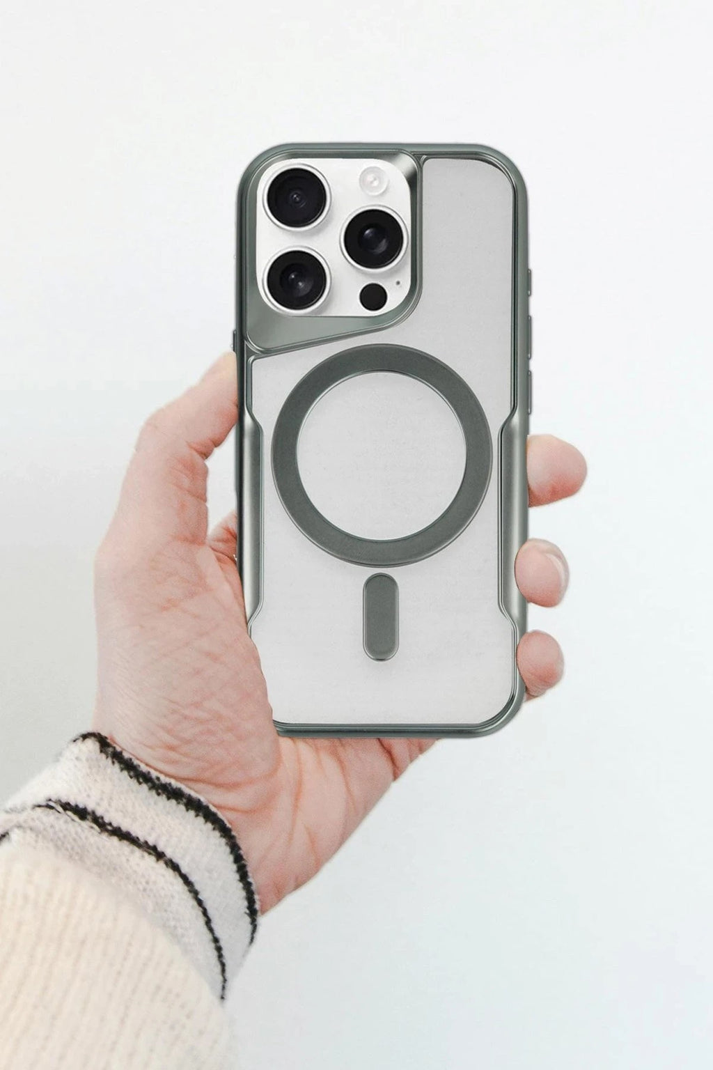 Mey İthalat® iPhone 15 Plus Kılıf Boyi Magsafe Silikon Kapak - Titan Gri