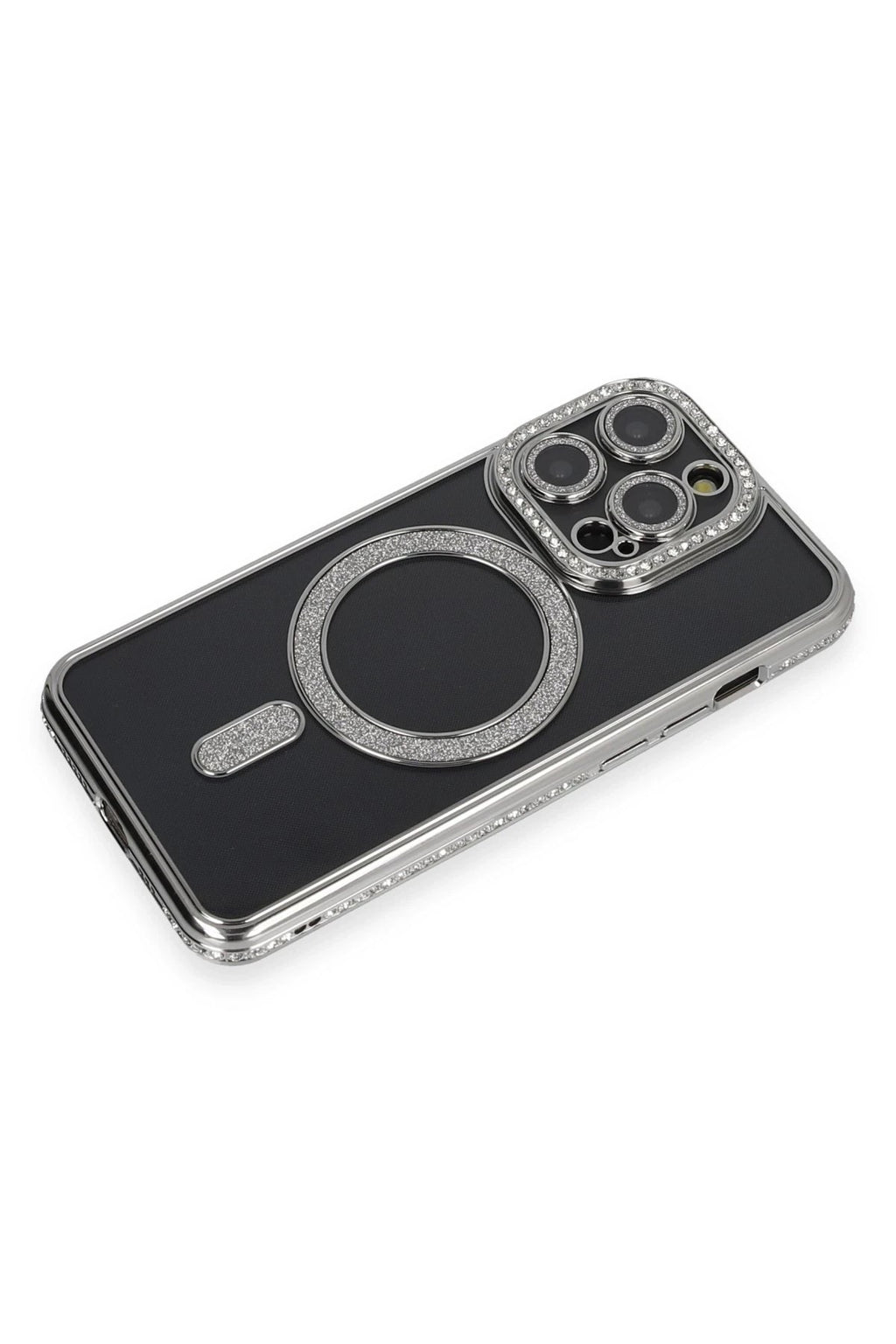 Mey İthalat® iPhone 14 Pro Max Kılıf Joke Simli Magneticsafe Kılıf - Gri