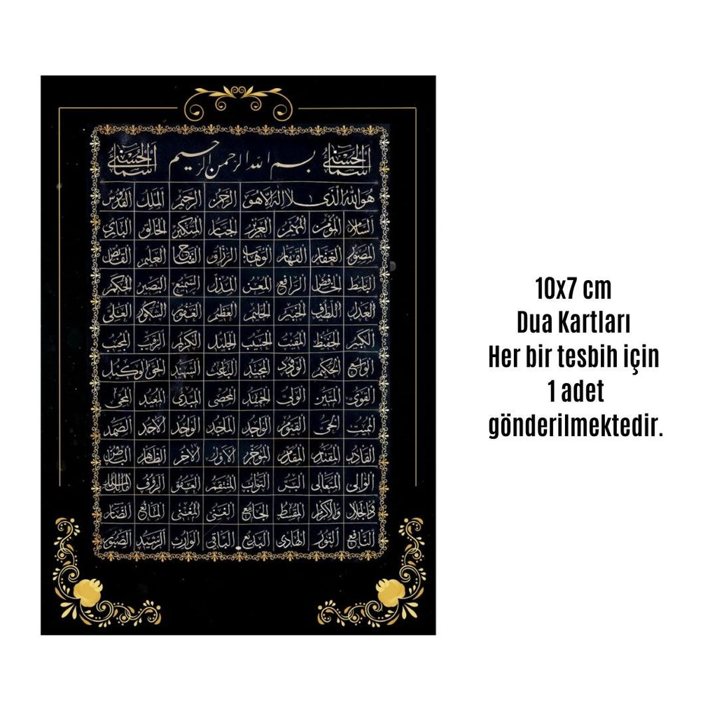 Namaz Tesbihi Vavlı 99'lu Cam İncili Esma'ul Hüsna Dua Kartı İle Gri Renk Hediyelik 10 Adet