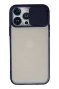 Mey İthalat® iPhone 13 Pro Max Kılıf Palm Buzlu Kamera Sürgülü Silikon - Lacivert