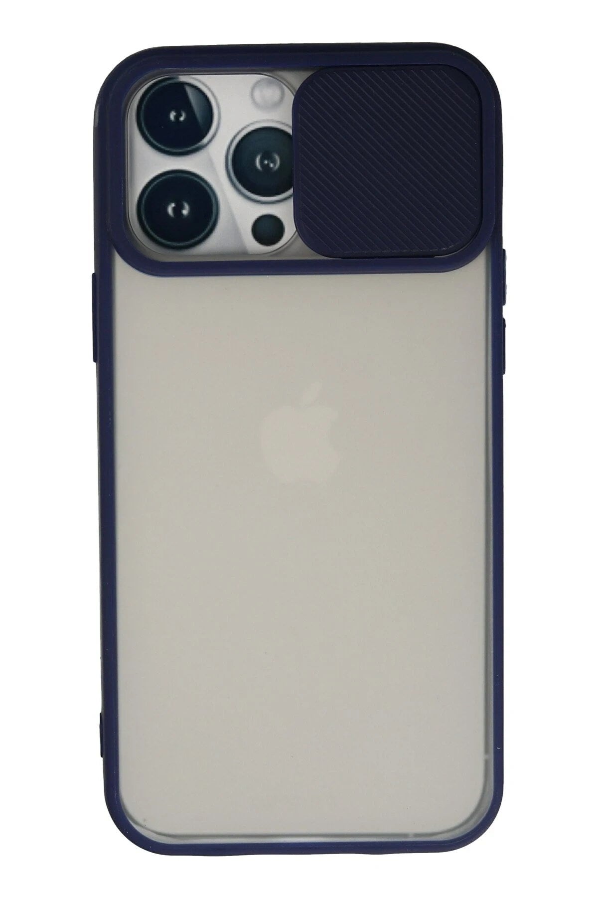 Mey İthalat® iPhone 13 Pro Max Kılıf Palm Buzlu Kamera Sürgülü Silikon - Lacivert