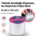 Yüksek Sıcaklık Dayanan Su Geçirmez Çatı Boru Duvar Çatlak Yapışkan Çamur Bant Folyo 5 mt x 10 cm