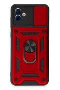 Mey İthalat® Samsung Galaxy A04E Kılıf Pars Lens Yüzüklü Silikon - Kırmızı
