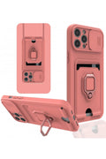 Mey İthalat® iPhone 12 Pro Kılıf Zuma Kartvizitli Yüzüklü Silikon - Pembe