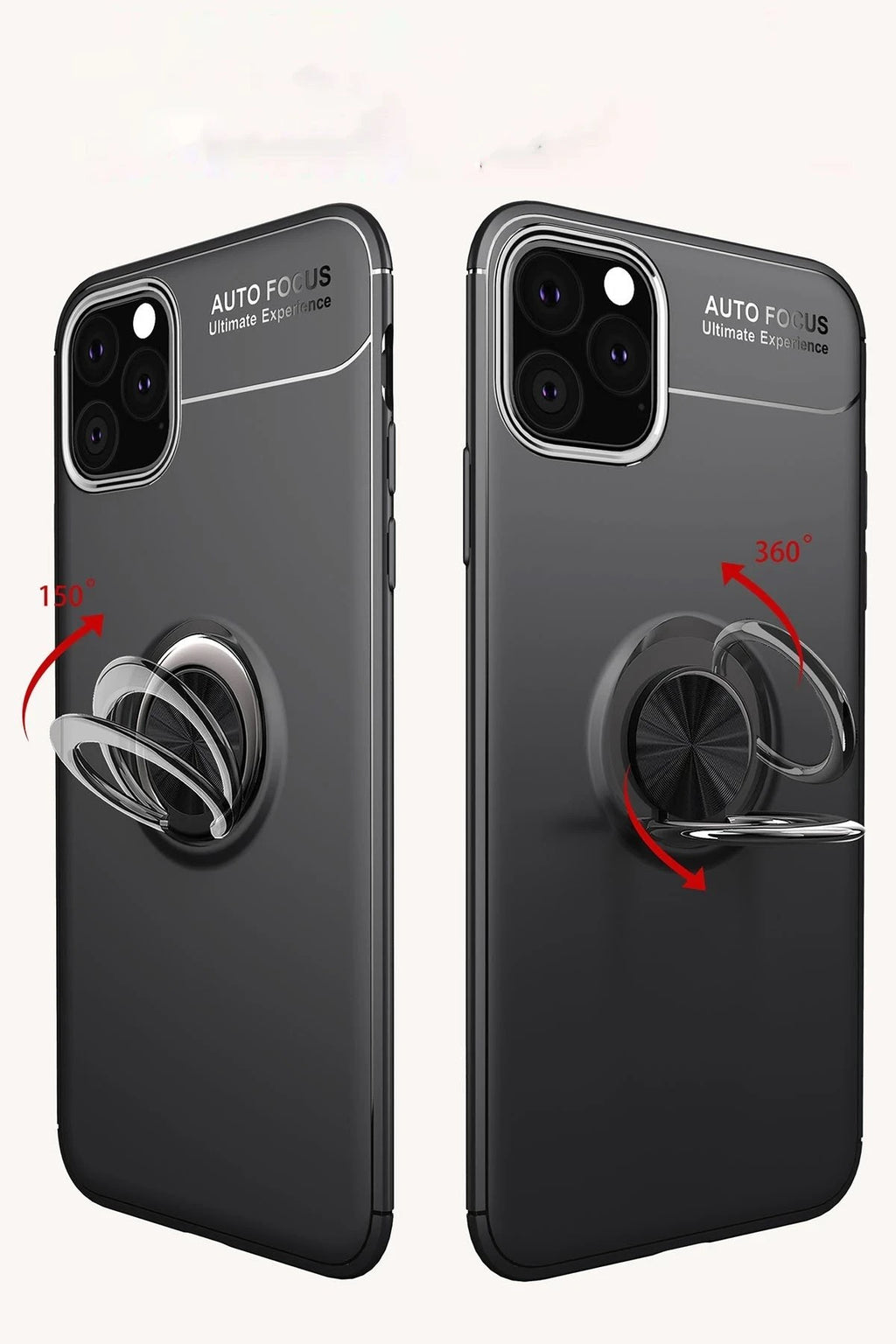 Mey İthalat® iPhone 11 Pro Kılıf Range Yüzüklü Silikon - Siyah-Kırmızı