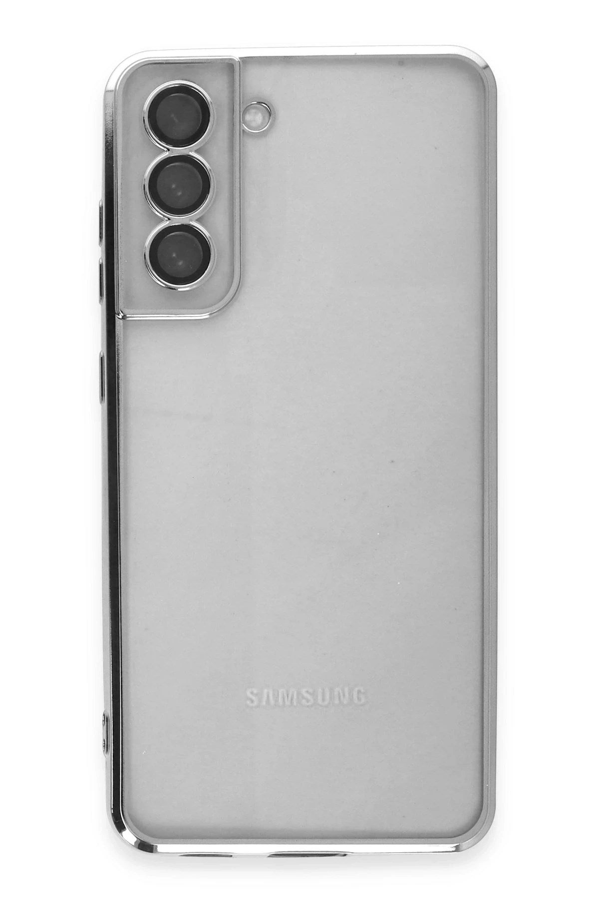Mey İthalat® Samsung Galaxy S21 FE Kılıf Lensli Silikon - Gümüş