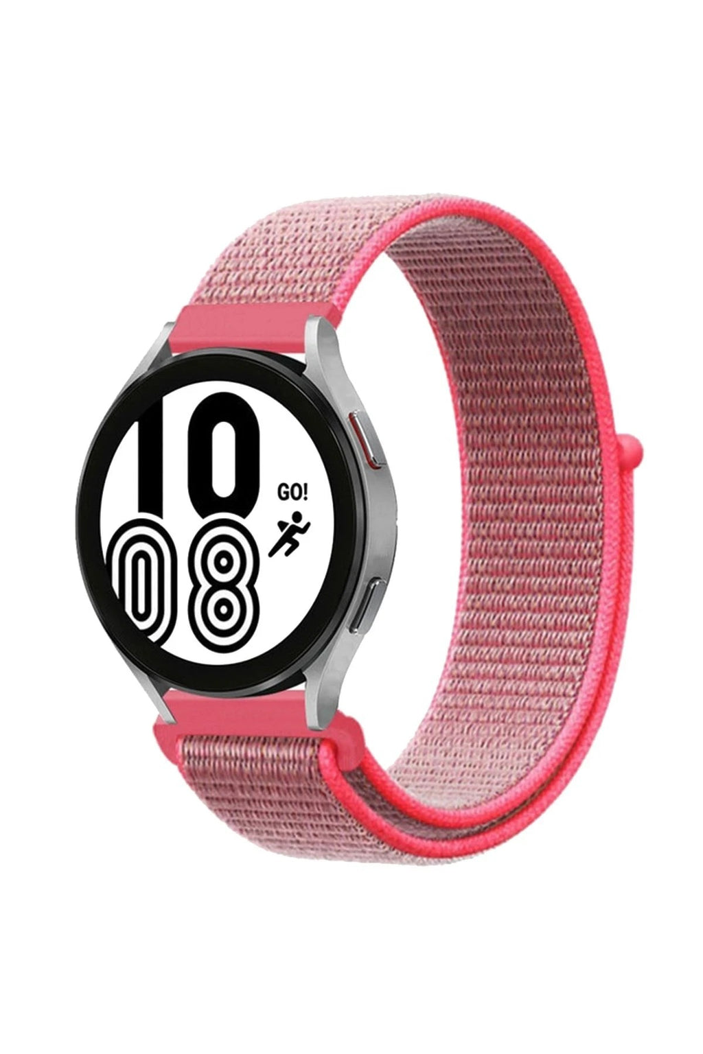 Mey İthalat® Samsung Galaxy Watch 4 Hasırlı Cırtcırtlı Kordon - Pembe