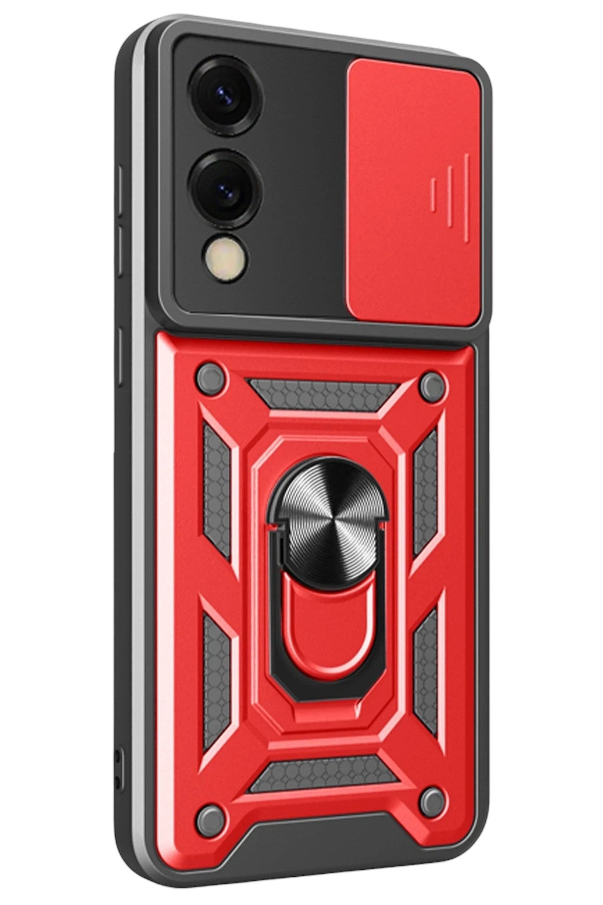 Mey İthalat® Samsung Galaxy S25 Edge Pars Lens Yüzüklü Silikon - Kırmızı