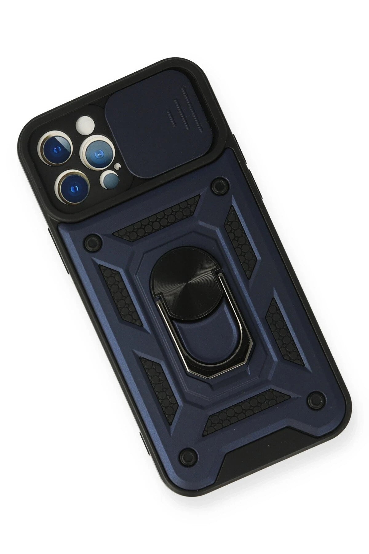 Mey İthalat® iPhone 12 Pro Kılıf Pars Lens Yüzüklü Silikon - Lacivert