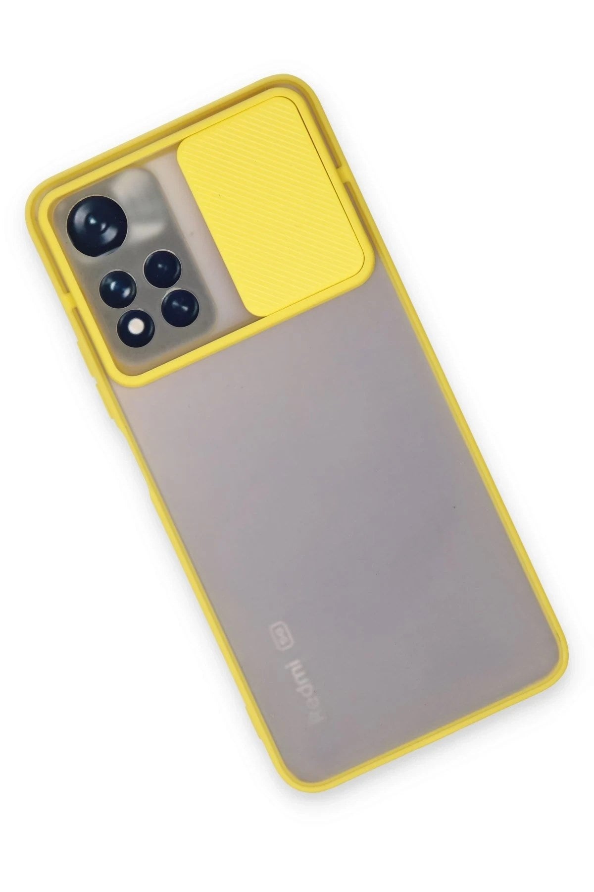 Mey İthalat® Redmi Note 11 Pro Plus 5G Kılıf Palm Buzlu Kamera Sürgülü Silikon - Sarı