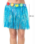 Mey İthalat® Yetişkin ve Çocuk Uyumlu Mavi Renk Püsküllü Hawaii Luau Hula Etek 40 cm