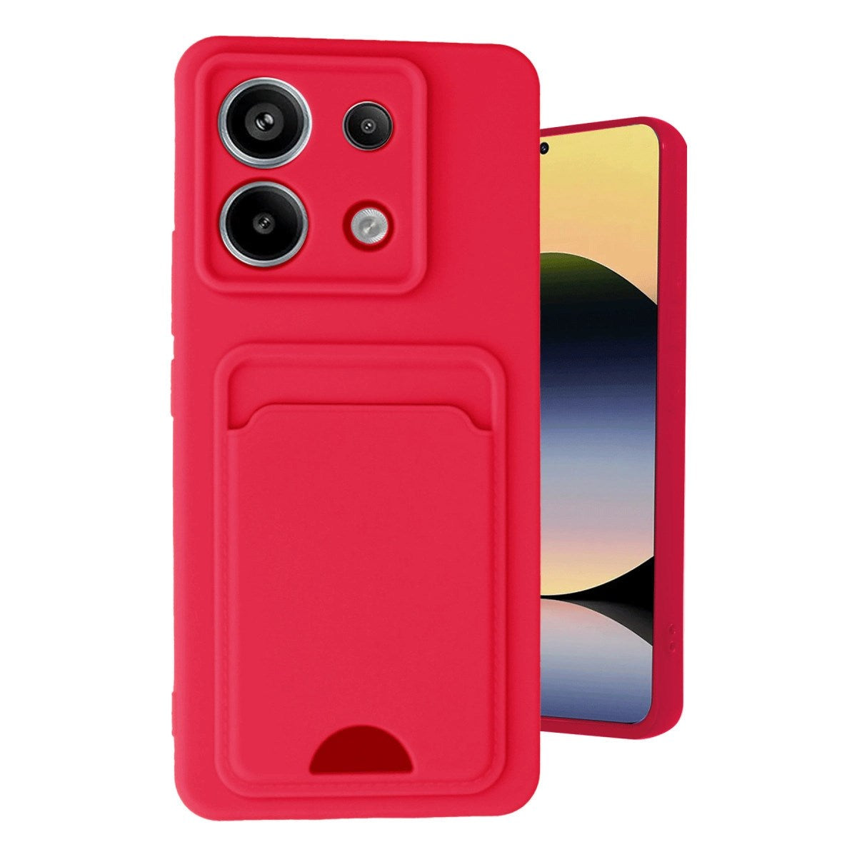 Mey İthalat® Redmi Note 13 Pro 5G Kılıf Kelvin Kartvizitli Silikon - Kırmızı