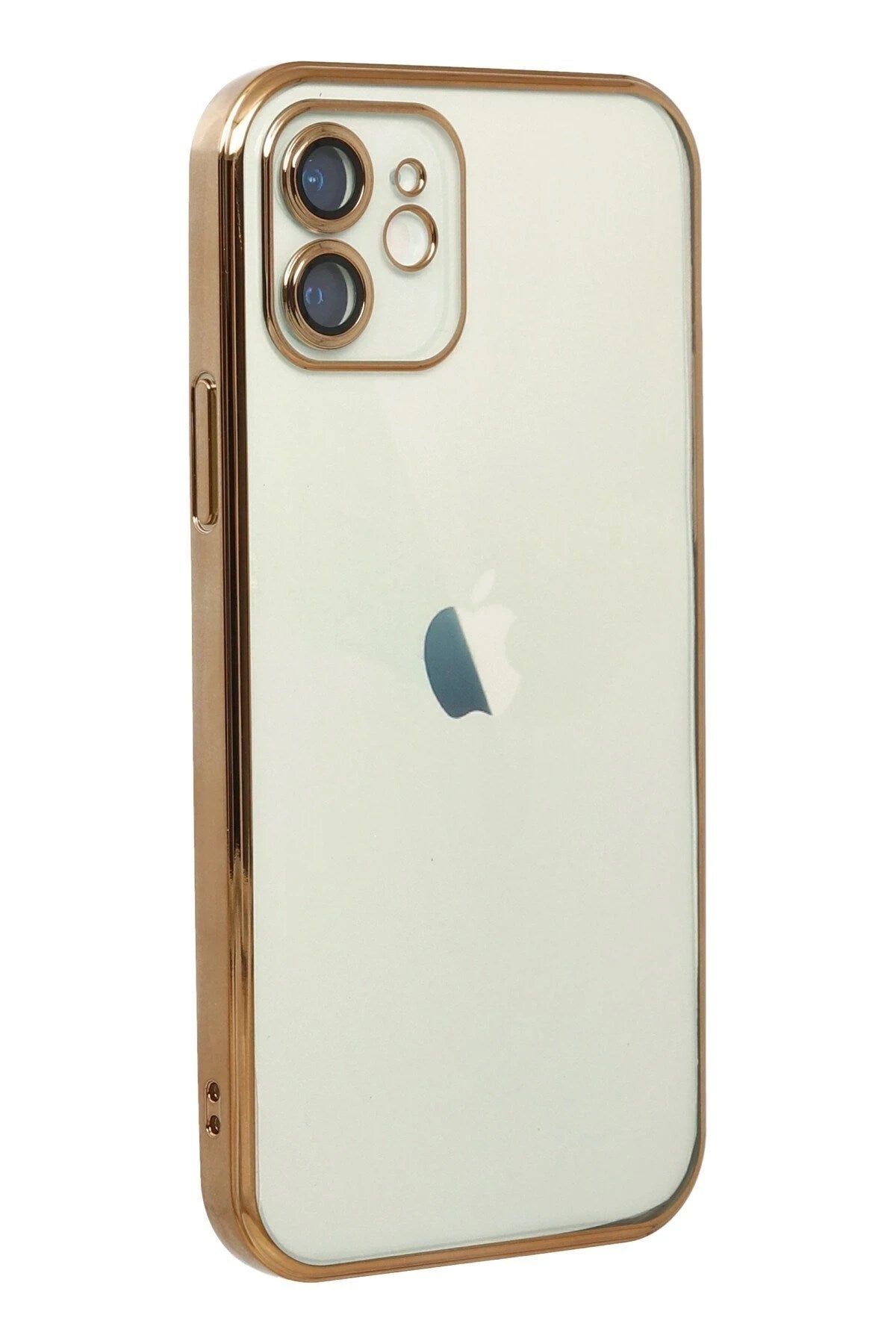 Mey İthalat® iPhone 12 Kılıf Lensli Silikon - Gold
