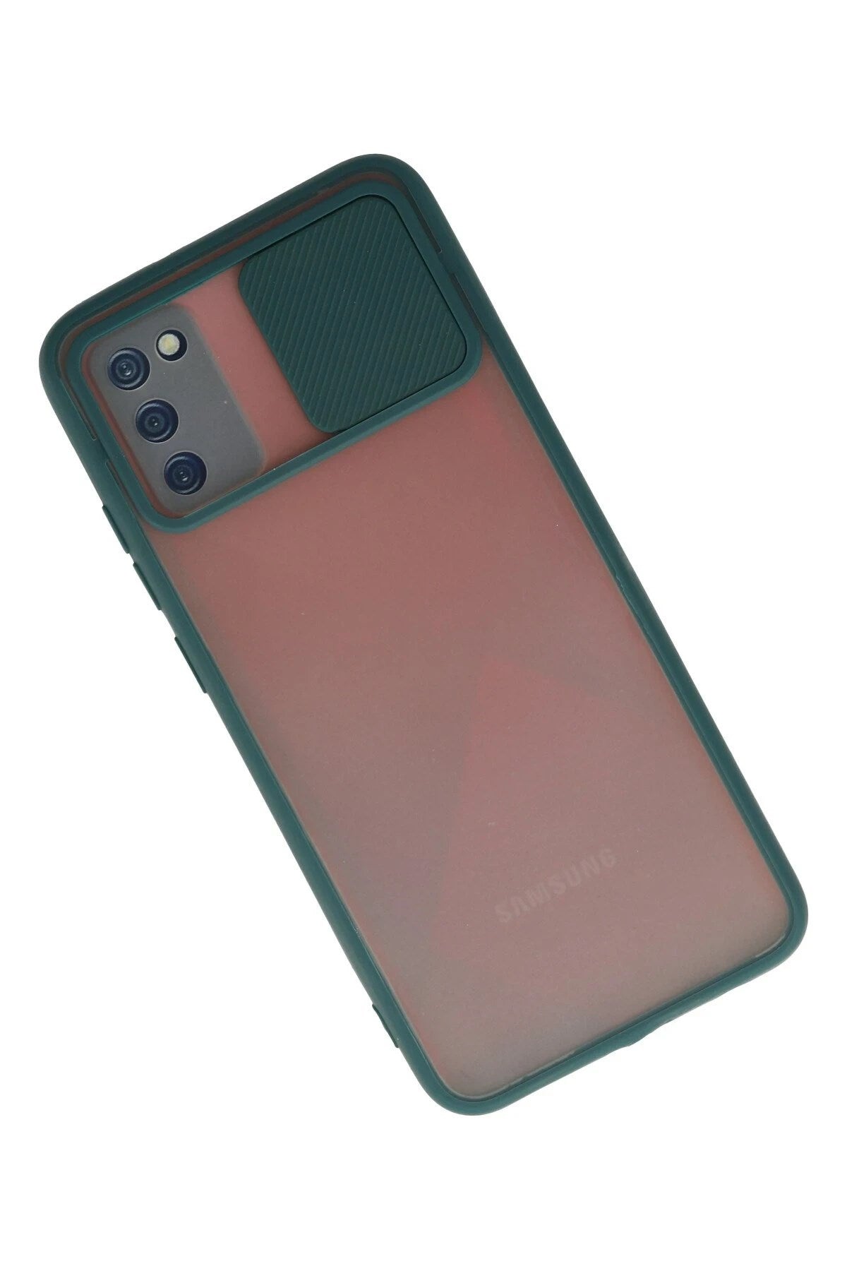 Mey İthalat® Samsung Galaxy A03S Kılıf Palm Buzlu Kamera Sürgülü Silikon - Yeşil