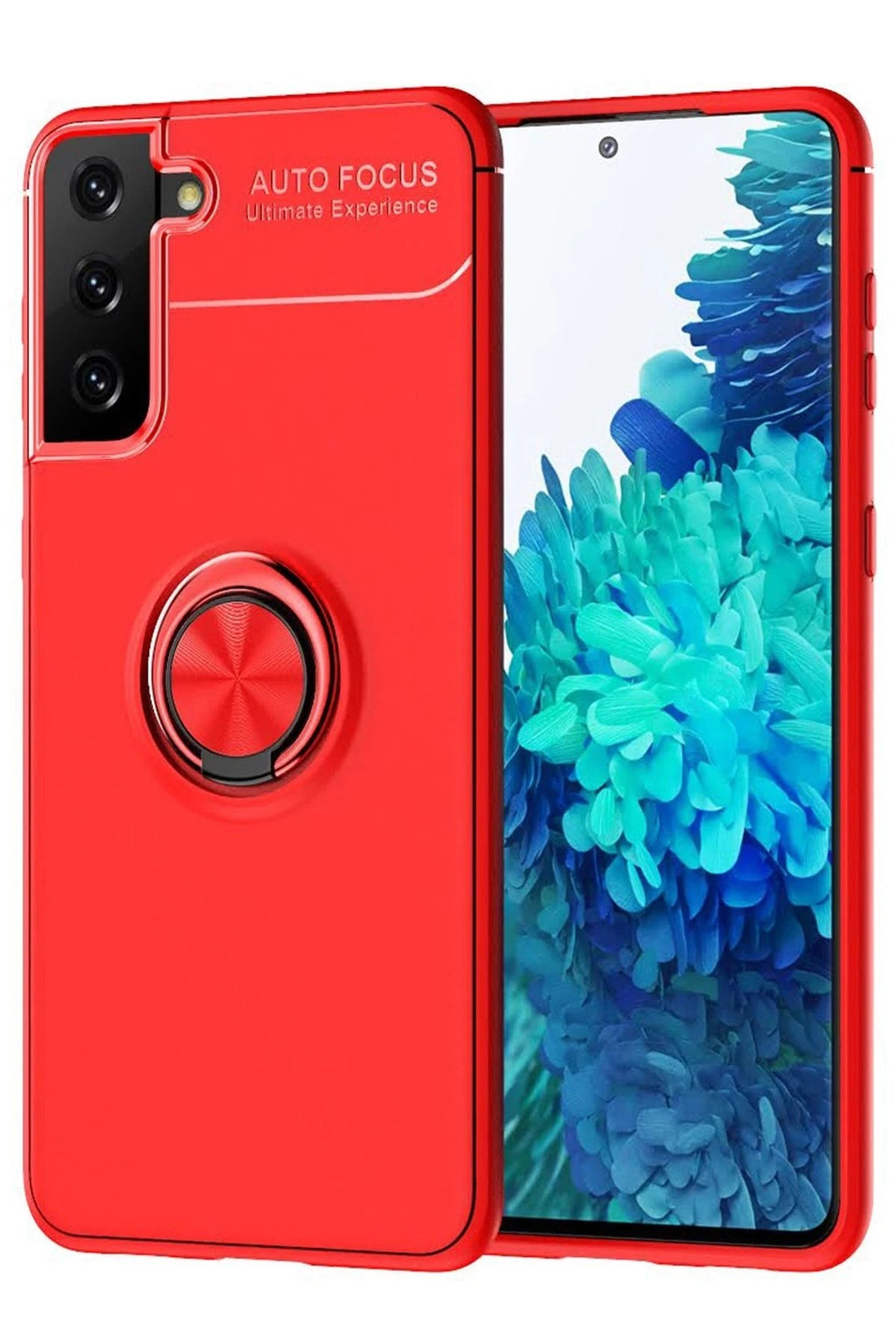 Mey İthalat® Samsung Galaxy S21 Plus Kılıf Range Yüzüklü Silikon - Kırmızı