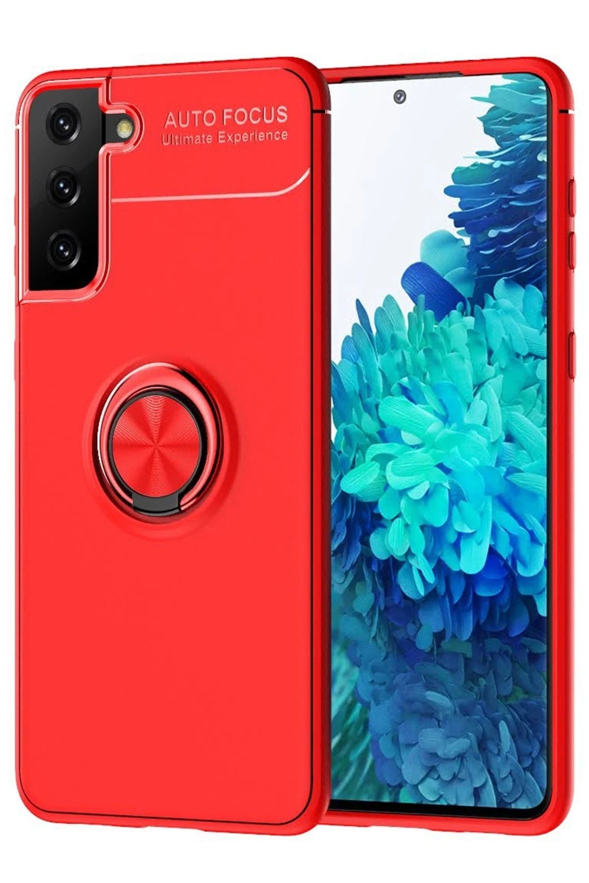 Mey İthalat® Samsung Galaxy S21 Plus Kılıf Range Yüzüklü Silikon - Kırmızı