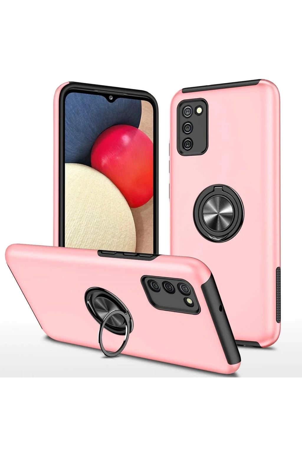 Mey İthalat® Samsung Galaxy A02S Kılıf Elit Yüzüklü Kapak - Pembe