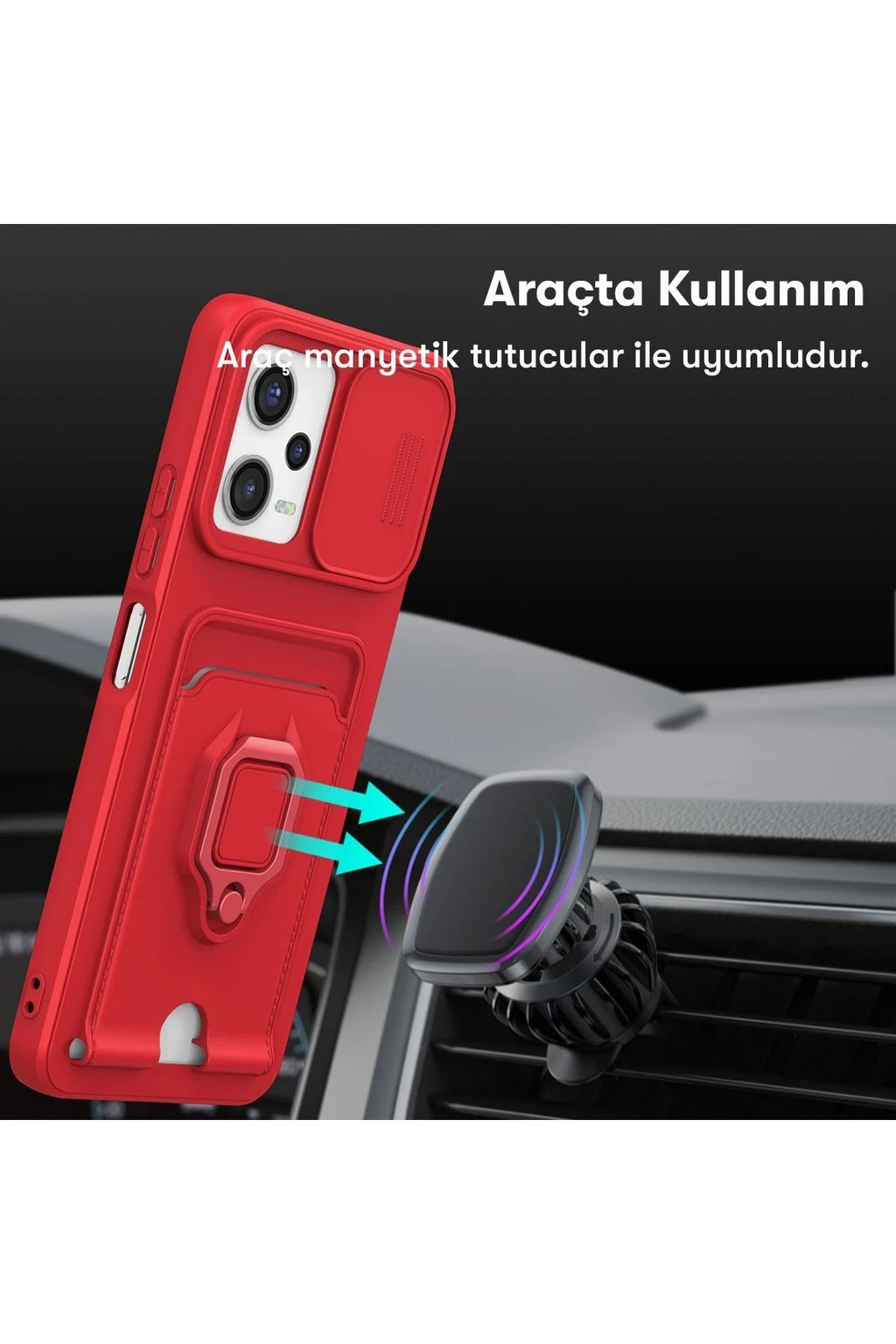 Mey İthalat® Poco X5 5G Kılıf Zuma Kartvizitli Yüzüklü Silikon - Siyah