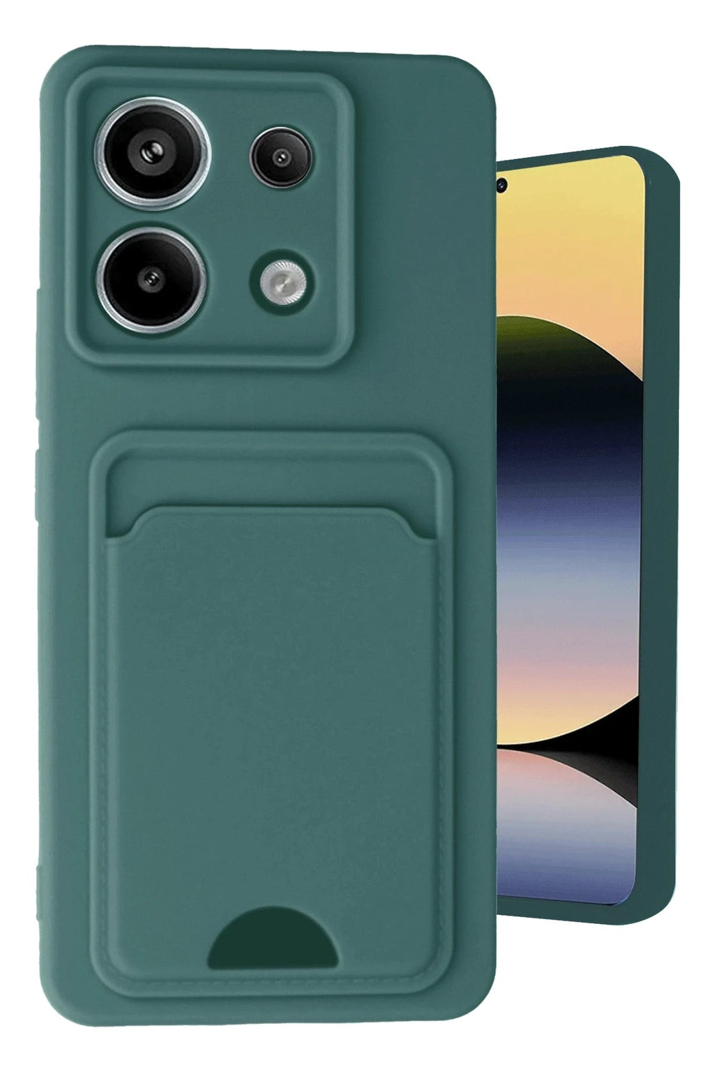 Mey İthalat® Redmi Note 13 Pro 5G Kılıf Kelvin Kartvizitli Silikon - Koyu Yeşil