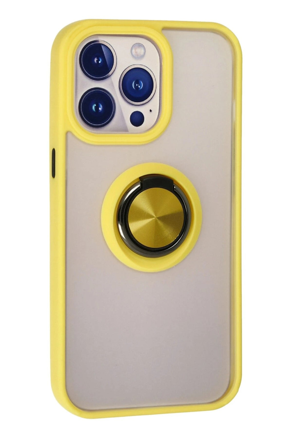 Mey İthalat® iPhone 15 Pro Max Kılıf Montreal Yüzüklü Silikon Kapak - Sarı