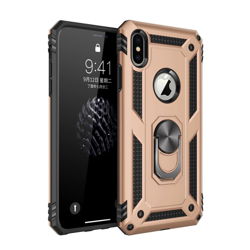 Mey İthalat® iPhone X Kılıf Sofya Yüzüklü Silikon Kapak - Gold