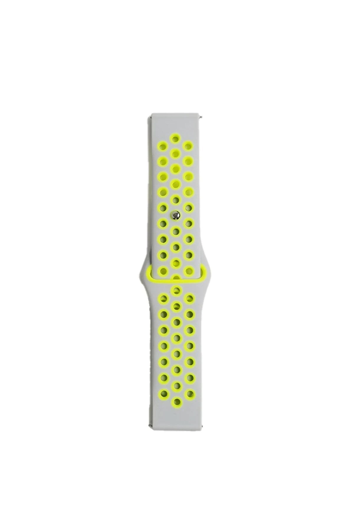 Mey İthalat® Watch 22mm Spor Delikli Kordon - Gri-Yeşil
