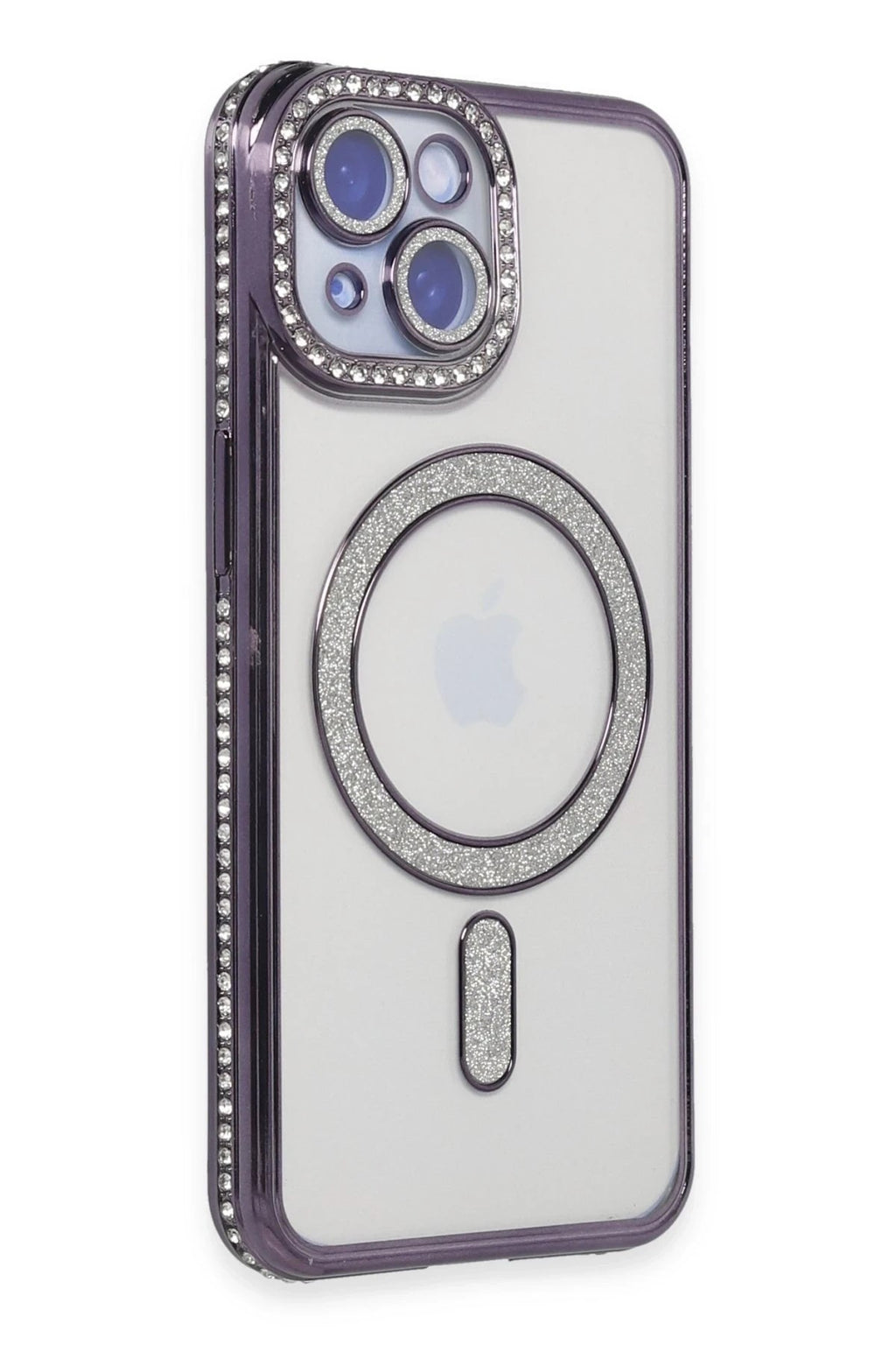Mey İthalat® iPhone 13 Kılıf Joke Simli Magneticsafe Kılıf - Derin Mor