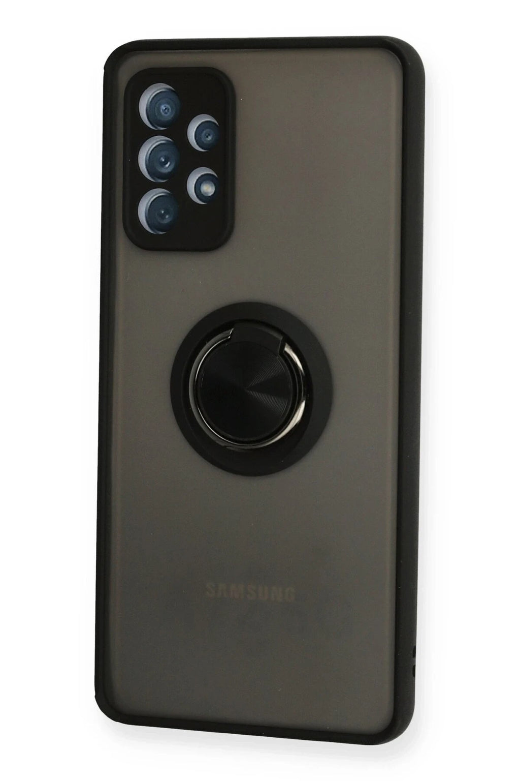 Mey İthalat® Samsung Galaxy A72 Kılıf Montreal Yüzüklü Silikon Kapak - Siyah