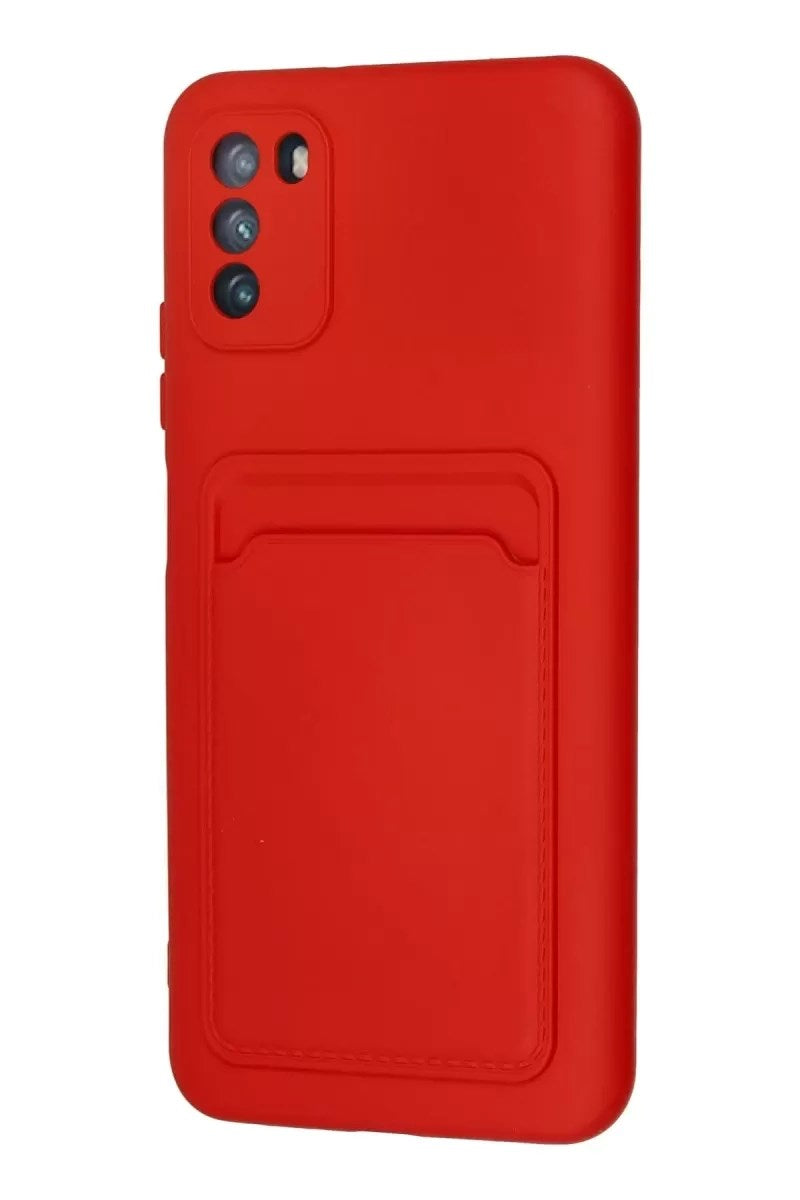 Mey İthalat® Pocophone M3 Kılıf Kelvin Kartvizitli Silikon - Kırmızı