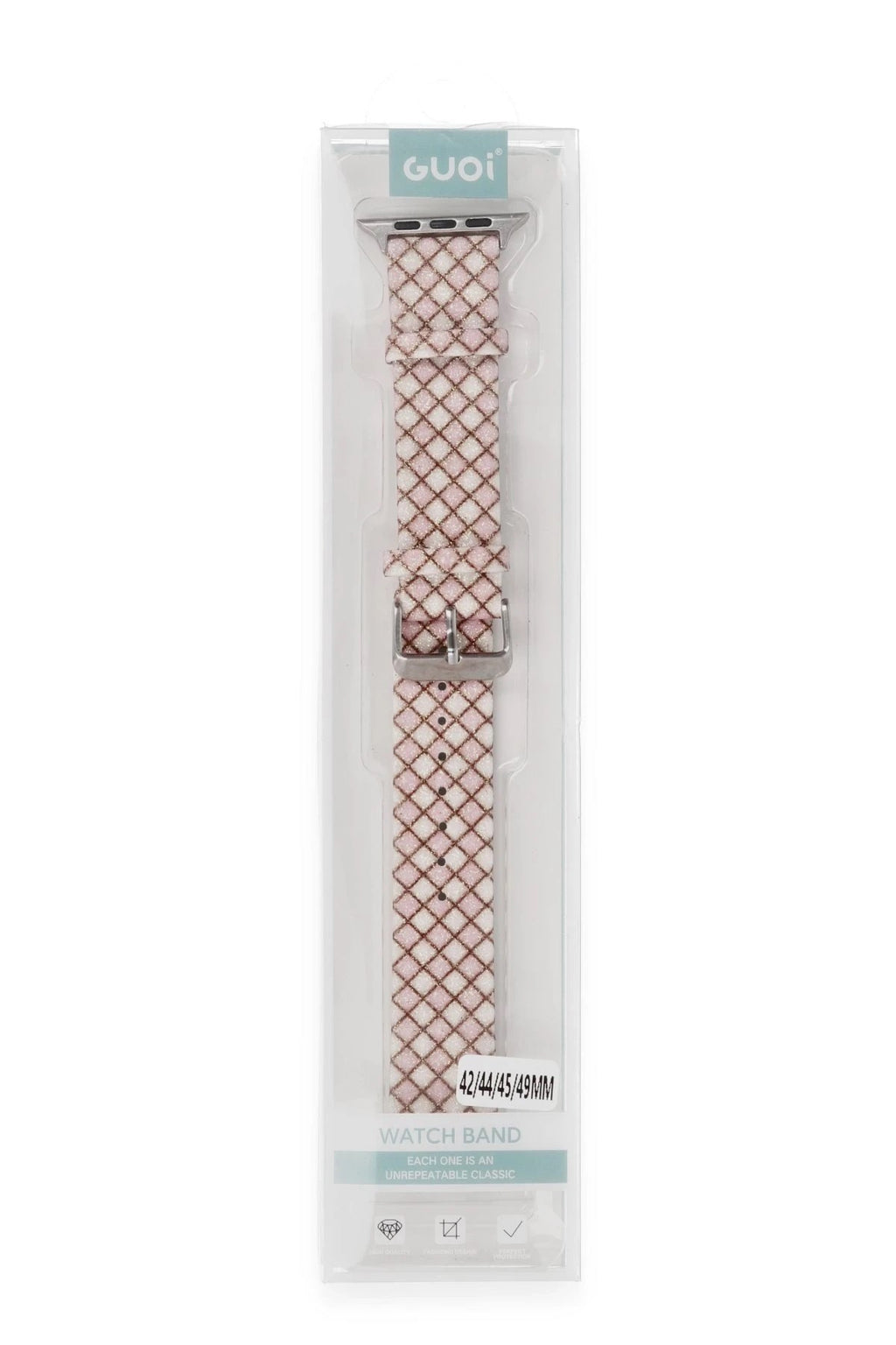 Mey İthalat® Watch 38mm Karo Motif Kordon - Pembe