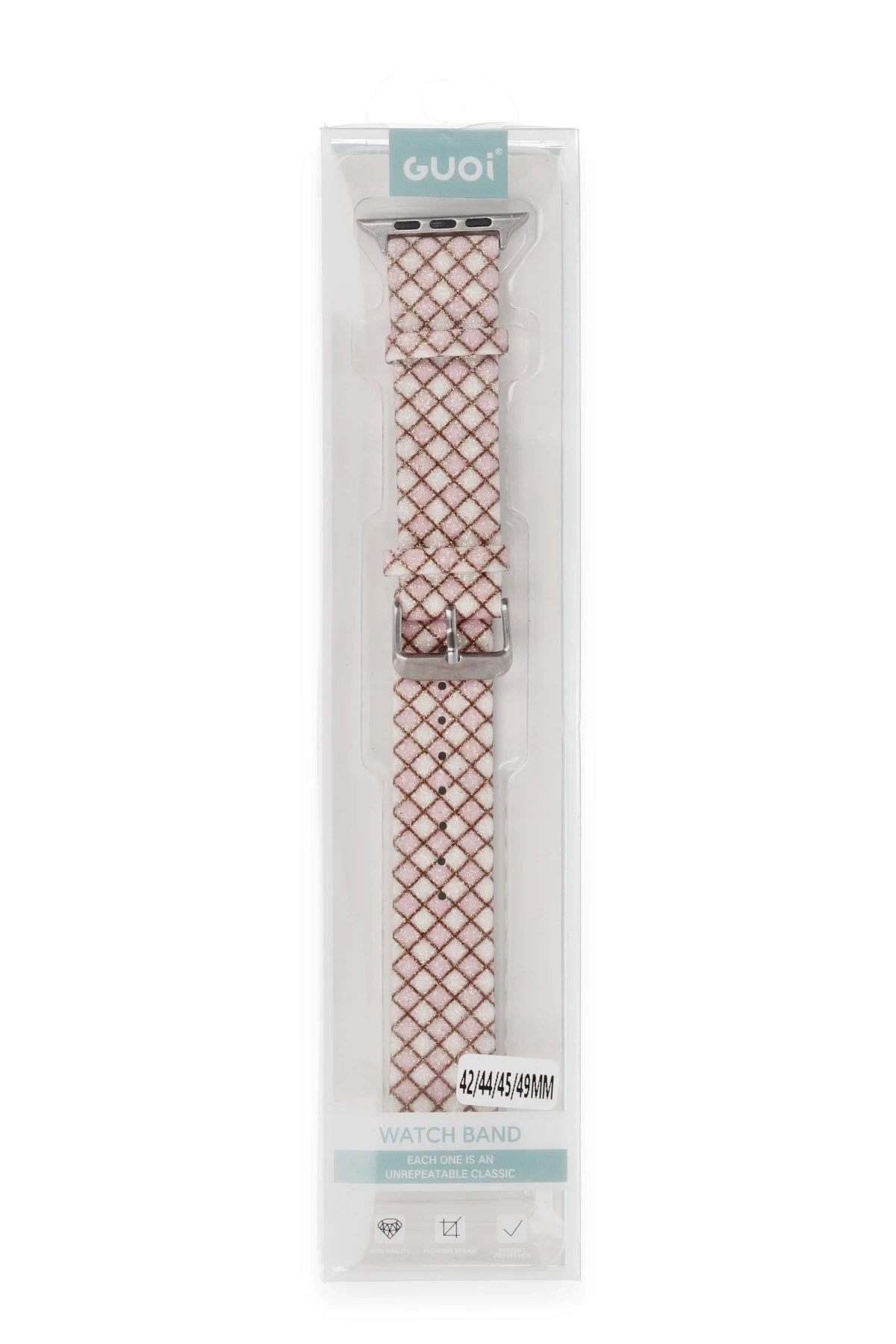 Mey İthalat® Watch 38mm Karo Motif Kordon - Pembe