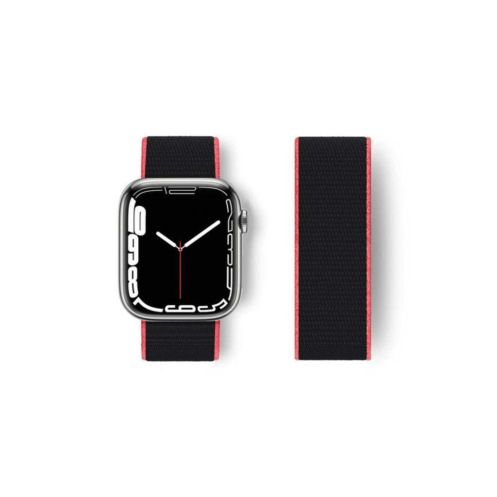 Mey İthalat® Watch 38mm Hasırlı Cırtcırtlı Kordon - Pembe-Siyah