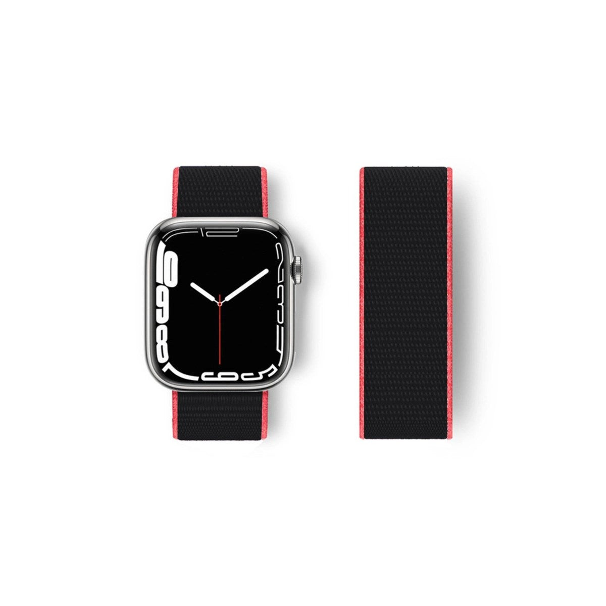 Mey İthalat® Watch 38mm Hasırlı Cırtcırtlı Kordon - Pembe-Siyah