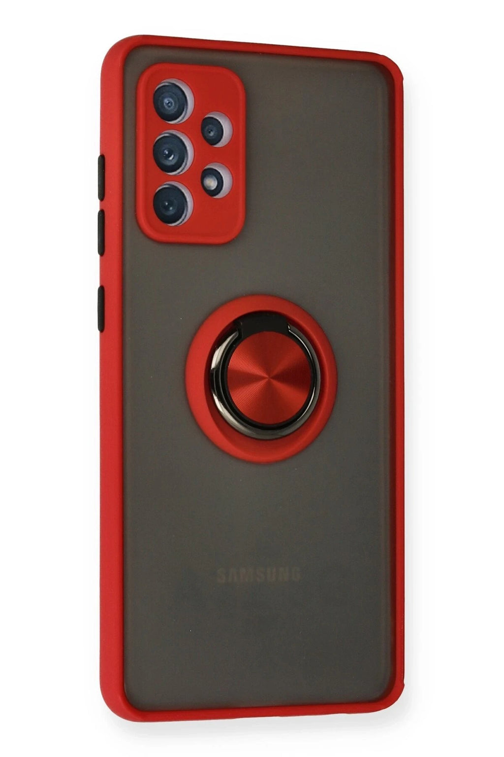 Mey İthalat® Samsung Galaxy A72 Kılıf Montreal Yüzüklü Silikon Kapak - Kırmızı