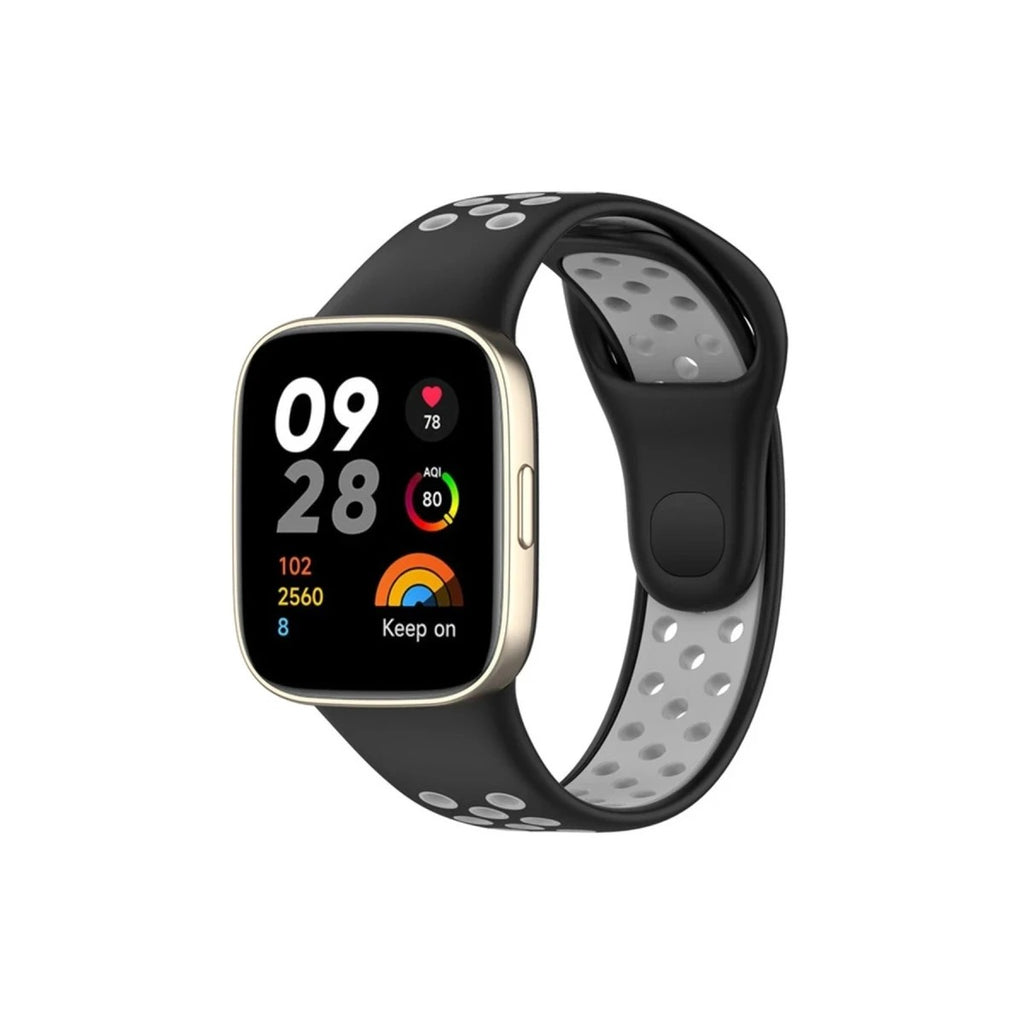 Mey İthalat® Redmi Watch 3 Spor Delikli Kordon - Siyah-Gri