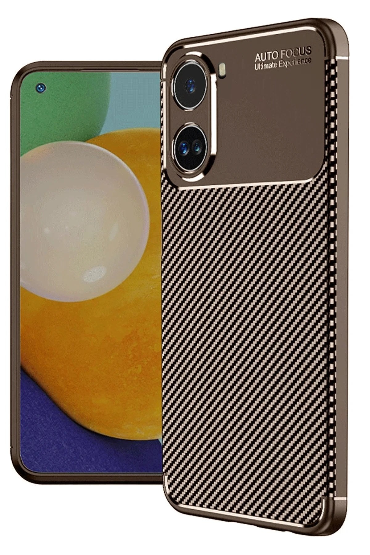 Mey İthalat® Poco X7 Pro Kılıf Auto Focus Karbon Kapak - Kahverengi
