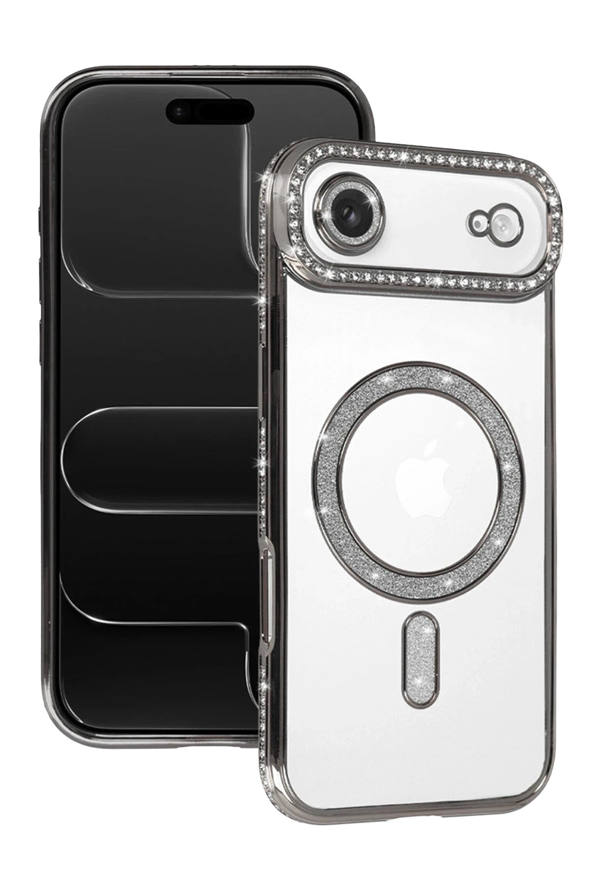 Mey İthalat® iPhone 17 Air Joke Simli Magneticsafe Kılıf - Gümüş