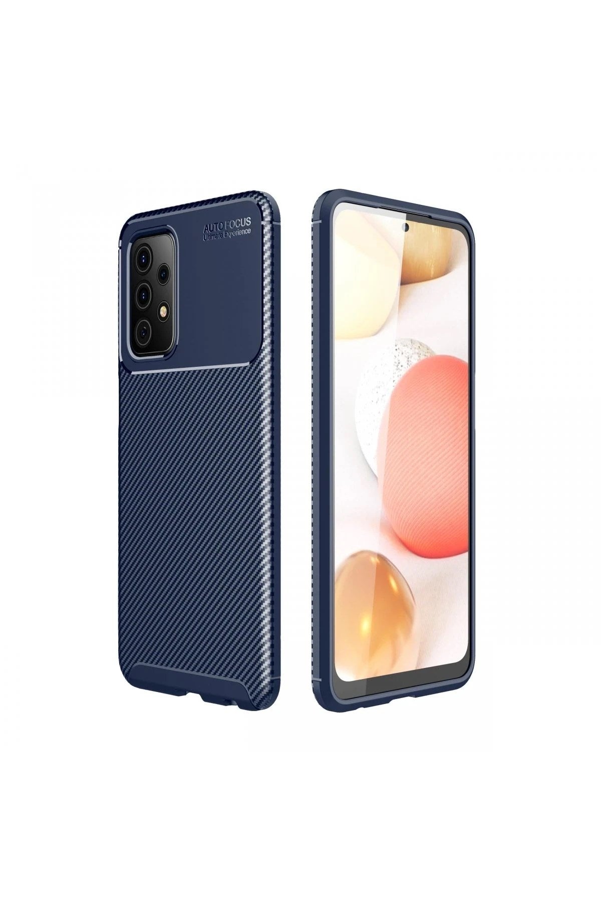 Mey İthalat® Samsung Galaxy A72 Kılıf Auto Focus Karbon Kapak - Lacivert