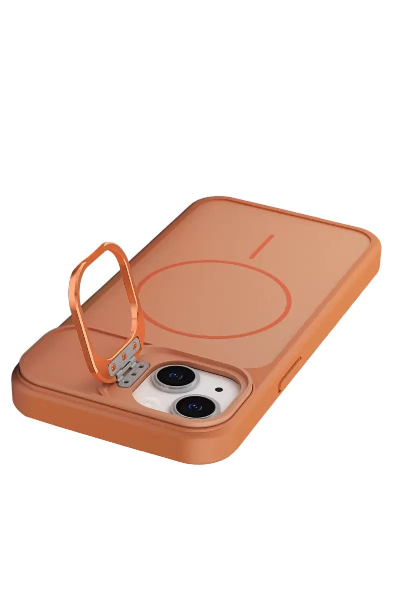 Mey İthalat® iPhone 14 Pale Magsafe Standlı Kapak - Turuncu