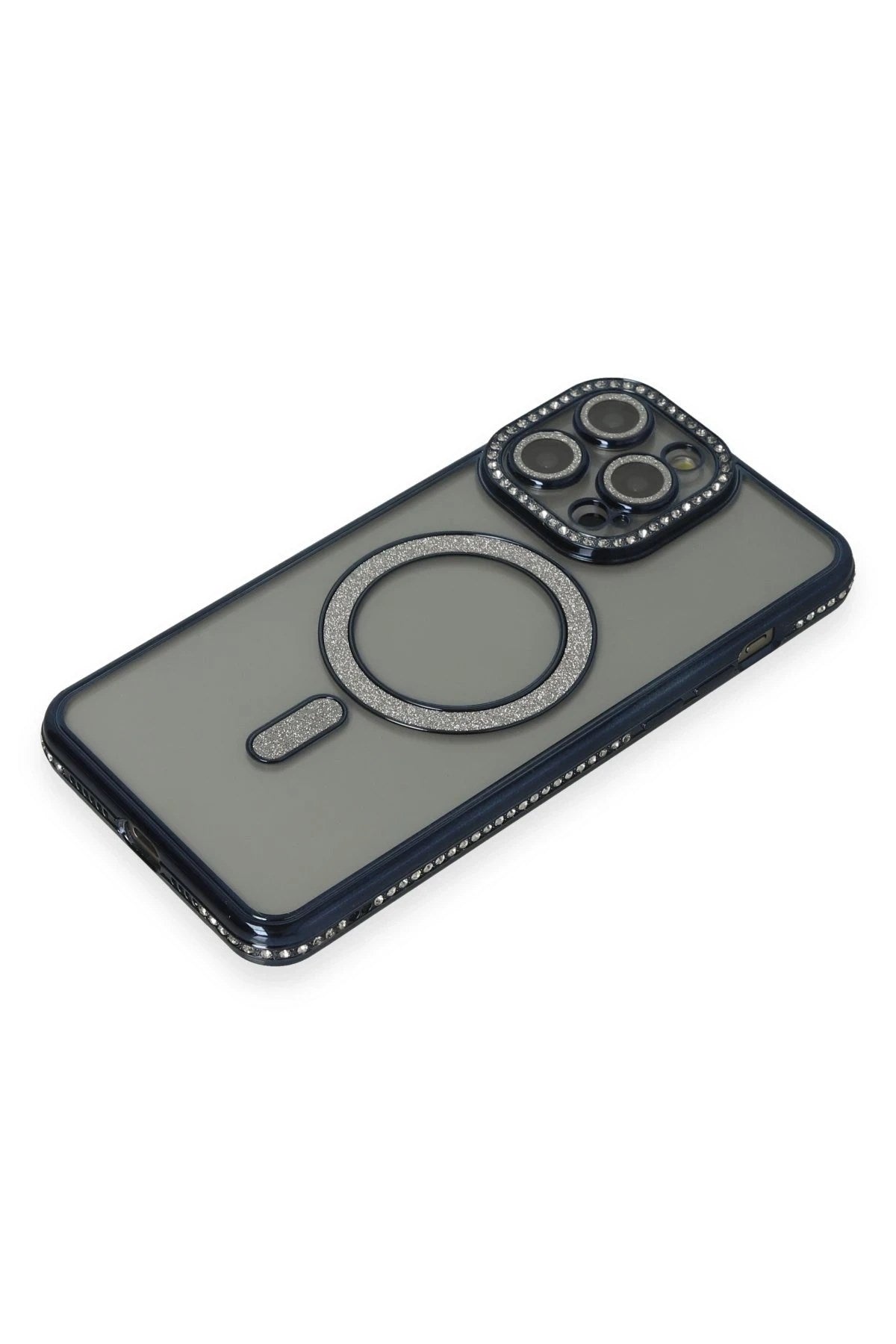 Mey İthalat® iPhone 14 Pro Kılıf Joke Simli Magneticsafe Kılıf - Lacivert