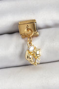 Mey İthalat® 316L Çelik Sallantılı Zirkon Taşlı Deniz Kabuğu Ve Yıldız Model Gold Renk Nomination Charm