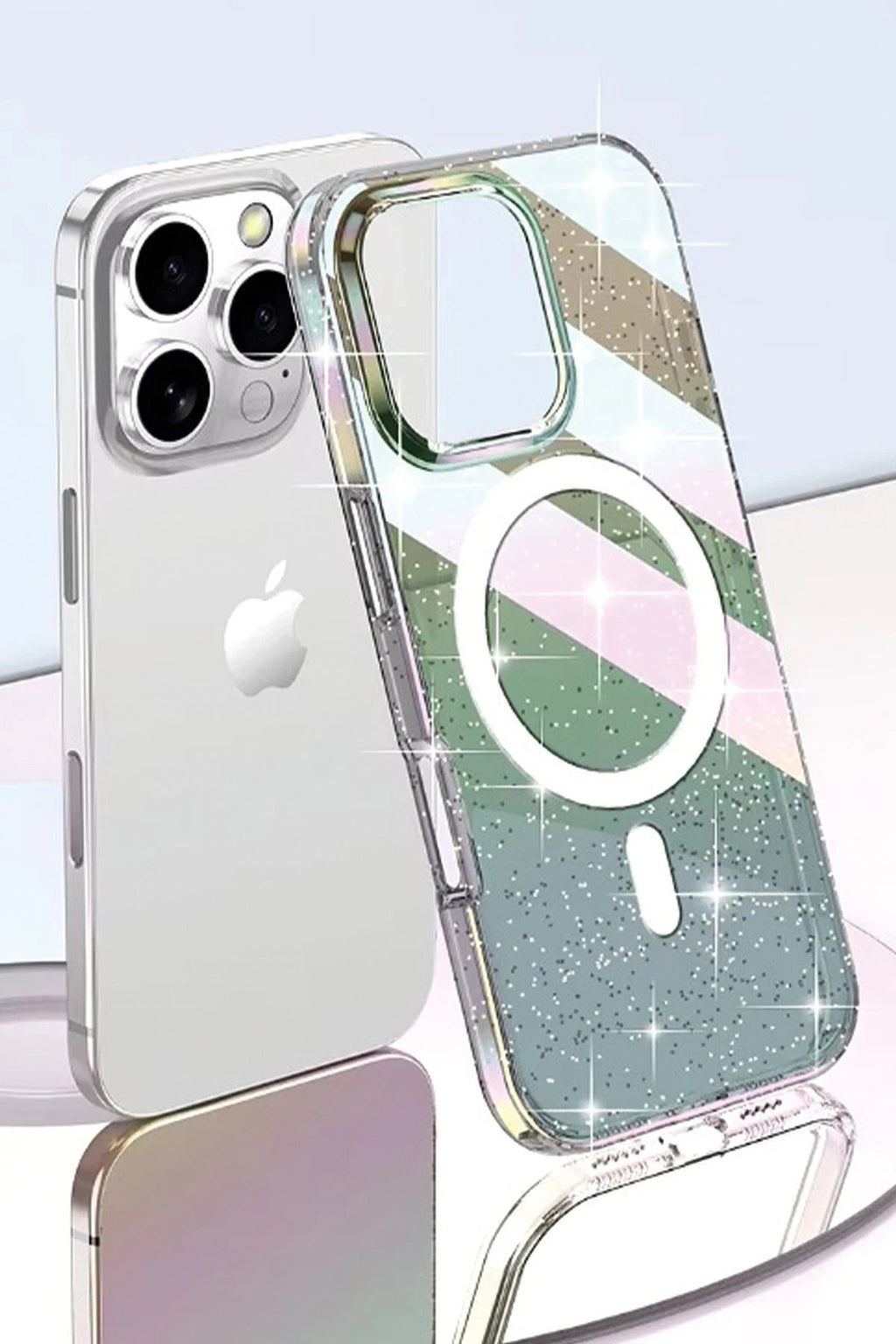 Mey İthalat® iPhone 14 Pro Max Rasasi Simli Magsafe Kapak - Şeffaf