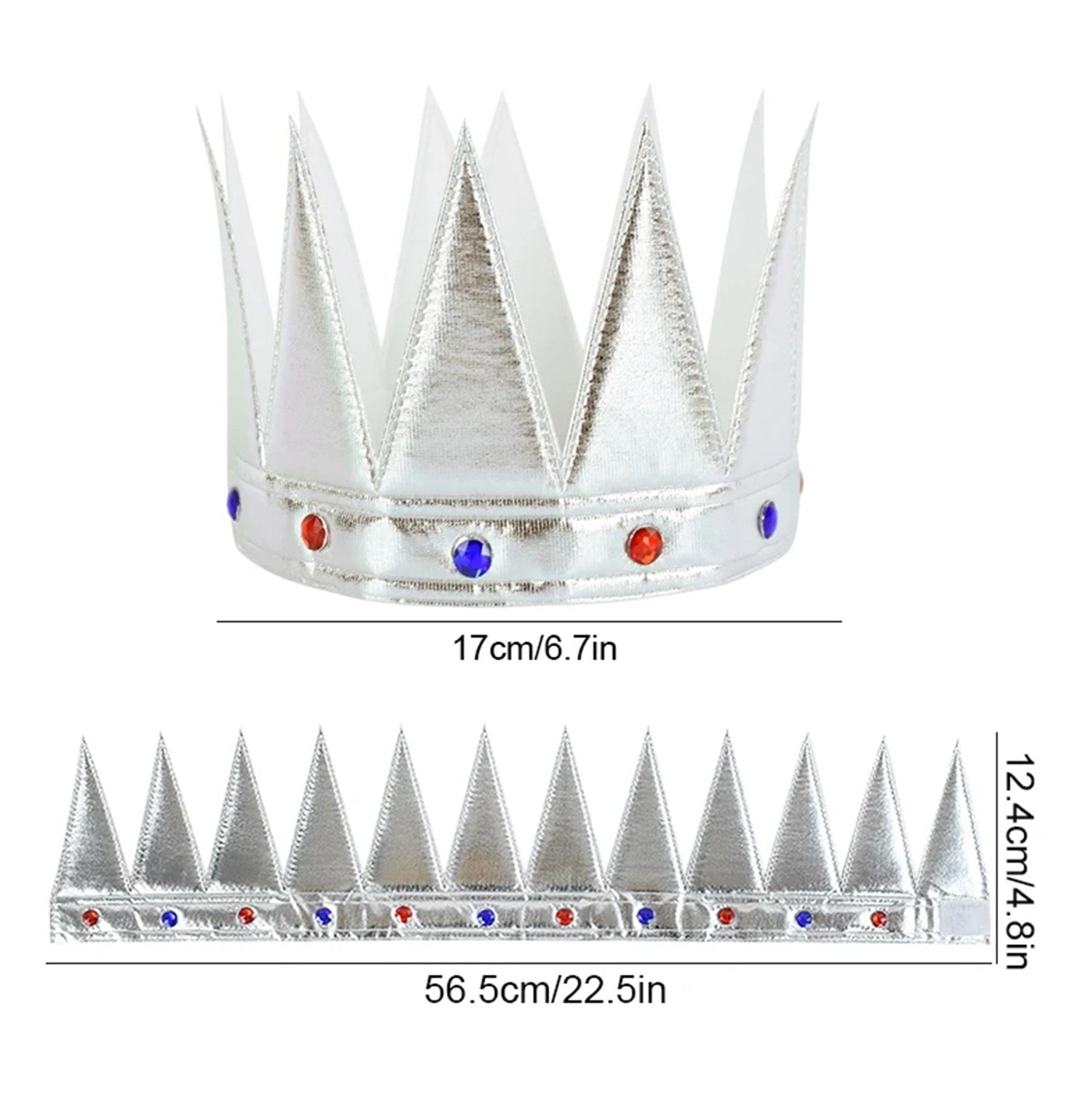 Mey İthalat® Gümüş Renk Eva Yumuşak Kral Kraliyet Tacı Yetişkin Çocuk Uyumlu 55 cm