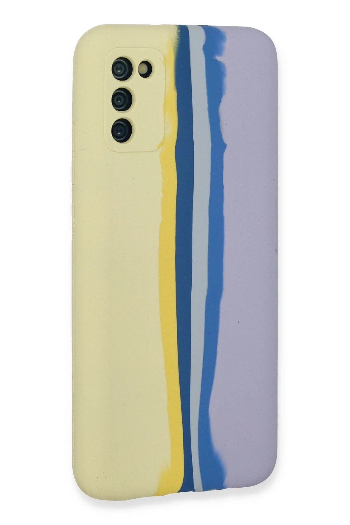 Mey İthalat® Samsung Galaxy A03S Kılıf Ebruli Lansman Silikon - Sarı-Lila
